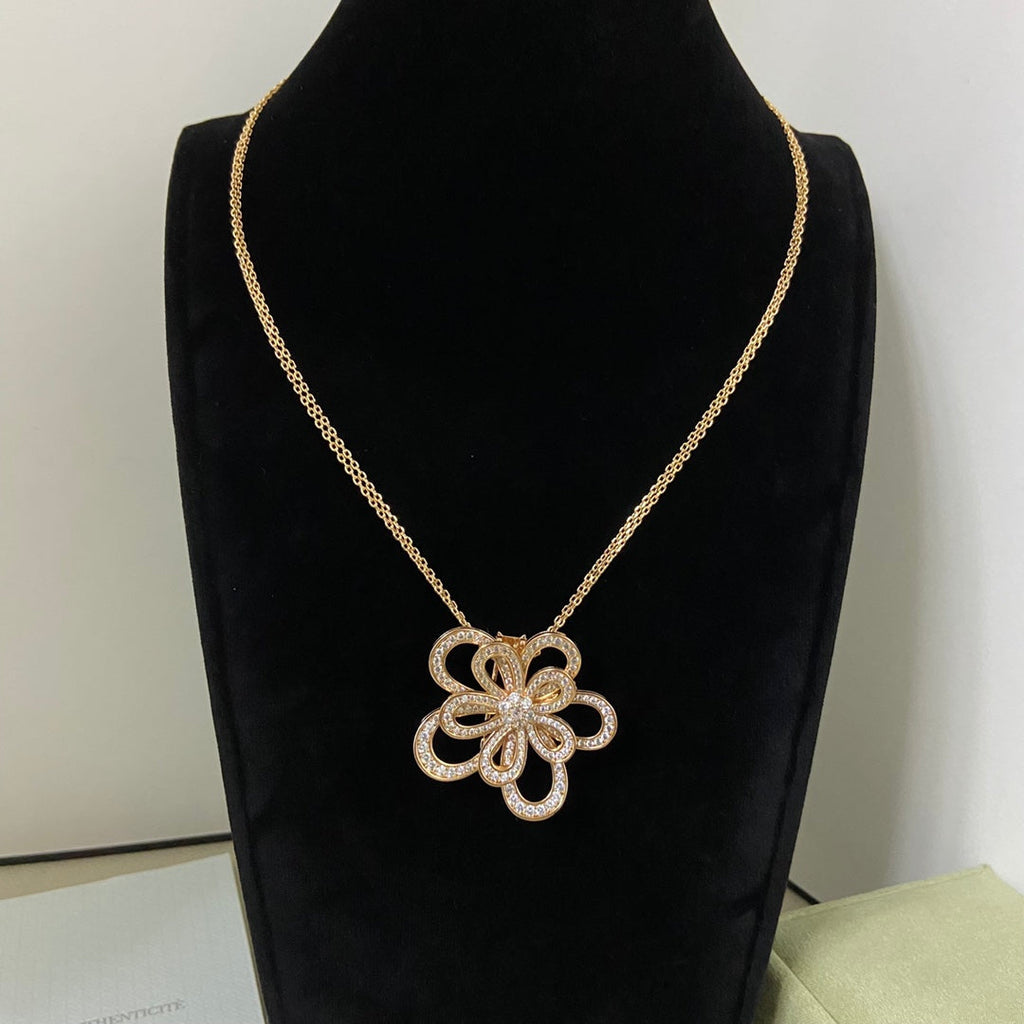 VCA Flower Brooch Necklace